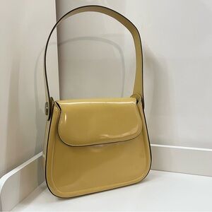 SUAREZ New York Structured Moon Crescent hobo Baguette Shoulder Bag Tote Yellow